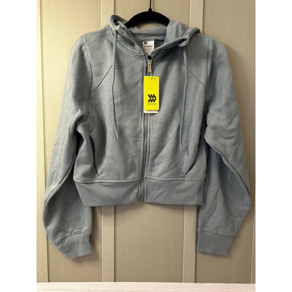 All in Motion Womens Core Fleece Full Zip Hoodie Steel Blue Medium NWT